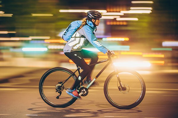 Cycling at night in the city