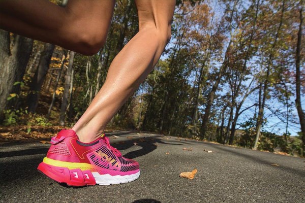 Pink Hoka One One running shoes