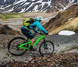 riding a mountain bike