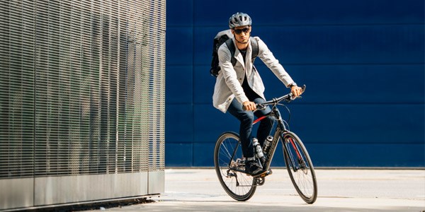 Cyclist looking focused