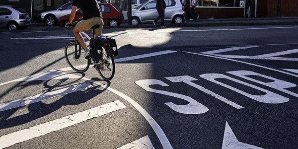 Cyclist riding on the road