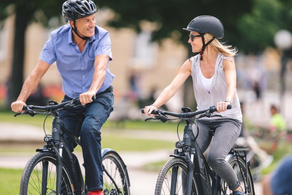 two cyclists enjoying a ride