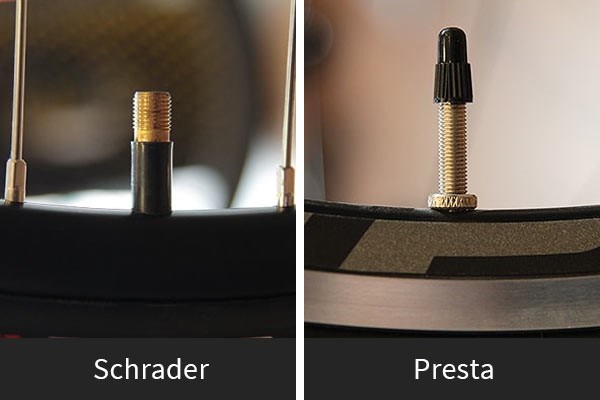 image showing both Schrader valve and Presta valve