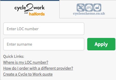 Checkout - Enter Halfords LOC number & surname