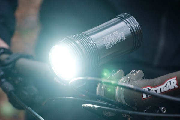 Exposure Maxx-D bike light mounted on an MTB handlebar