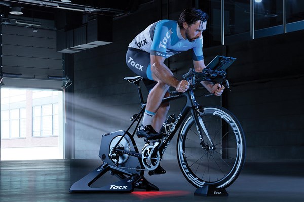 Riding a turbo trainer at home