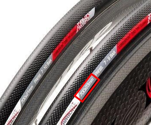 Wheel size diameter on tyre sidewall for correct inner tube sizing