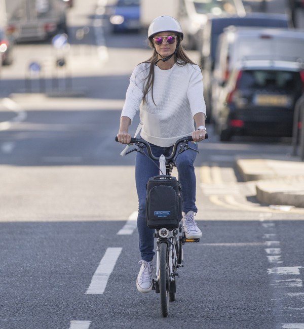 Riding a Brompton electric bike in the city