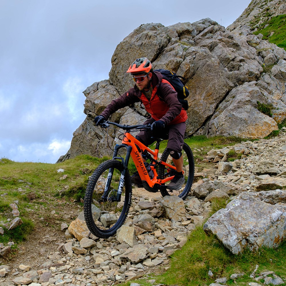 Riding the Specialized Levo SL electric mountain bike on Cadair Idris mountain in Wales