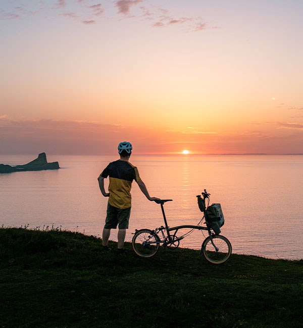 Catching a sunset on a Brompton folding bike