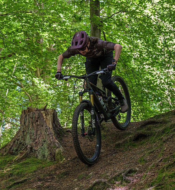 Riding a Specialized S-Works Stumpjumper 15