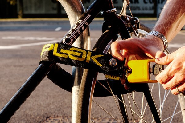 Locking a bike with a chain lock