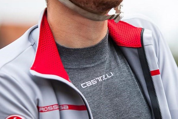 cyclist wearing castelli jersey and base layer