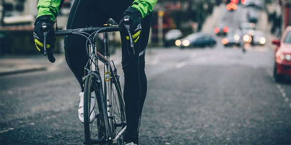 A road cyclist wearing bib-tights