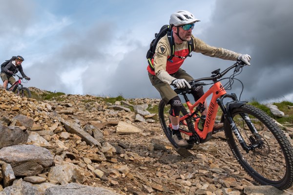 RIding a Specialized Levo SL e-bike in the Welsh mountains