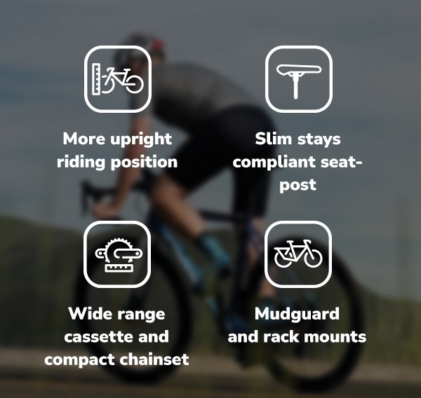 showing the key features of an endurance road bike