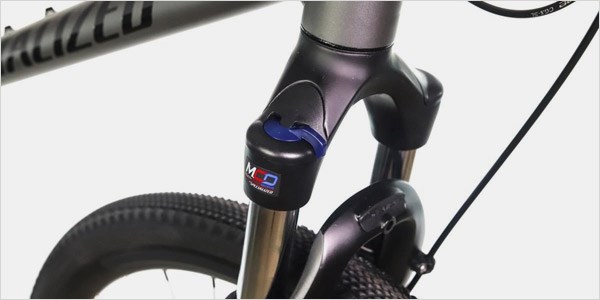 A close-up of the Crosstrail's suspension fork
