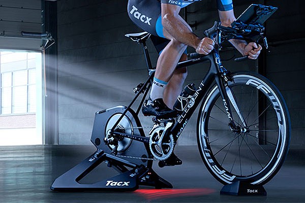 indoor cycing on a smart turbo trainer