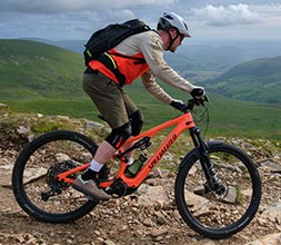 riding an e MTB in Wales