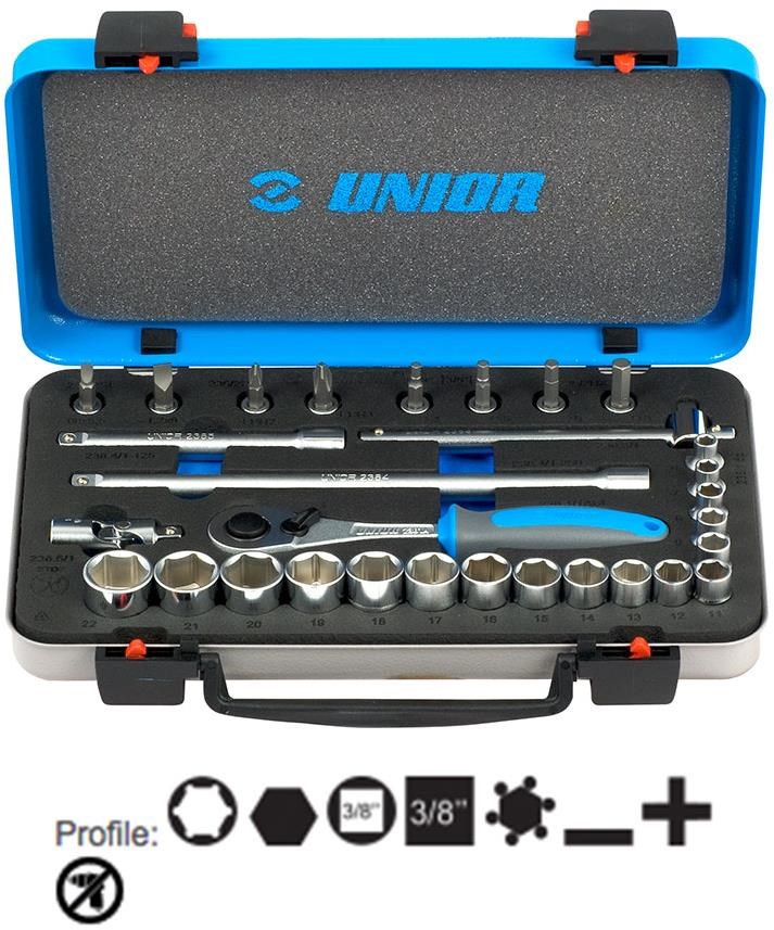 Unior Socket Set 3/8" In Metal Box Tredz Bikes