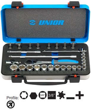 Unior Socket Set 3/8" In Metal Box Unior Socket Set 3/8" In Metal Box