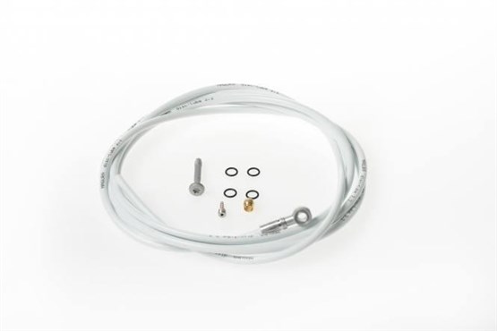Magura Disc brake tubing for MT4 to MT Trail Carbon, 2.500 mm; aluminium banjo and bolt in white, 4 x O-ring
