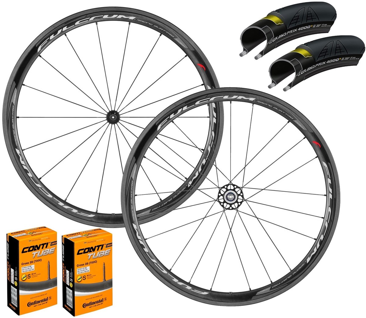 Fulcrum Racing Quattro Carbon Wheelset with Grand Prix 4000 S II Tyres & Tubes product image