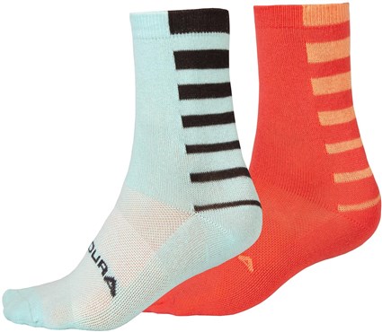 Endura Coolmax Stripe Womens Cycling Socks - Twin Pack