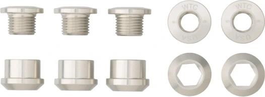 Wolf Tooth Set of 5 Chainring Bolts+Nuts for 1X - 5 pcs. Nickel 6mm Wolf Tooth Set of 5 Chainring Bolts+Nuts for 1X - 5 pcs. Nickel 6mm