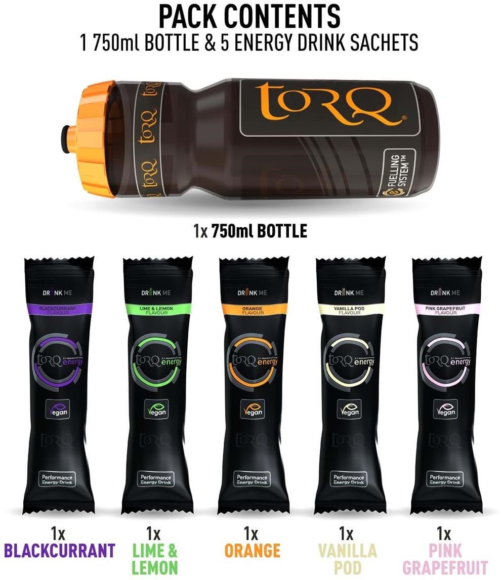 Torq Energy 750ml Bottle with Pack of 5 Mixed Flavours product image