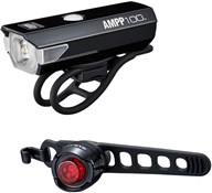 Product image for Cateye AMPP 100 & ORB Rechargeable Bike  Light Set