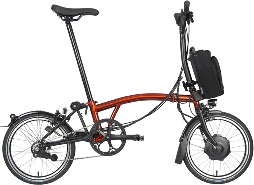 Image of Brompton Electric C Line Explore - Mid Bar - Flame Lacquer 2022 - Electric Folding Bike