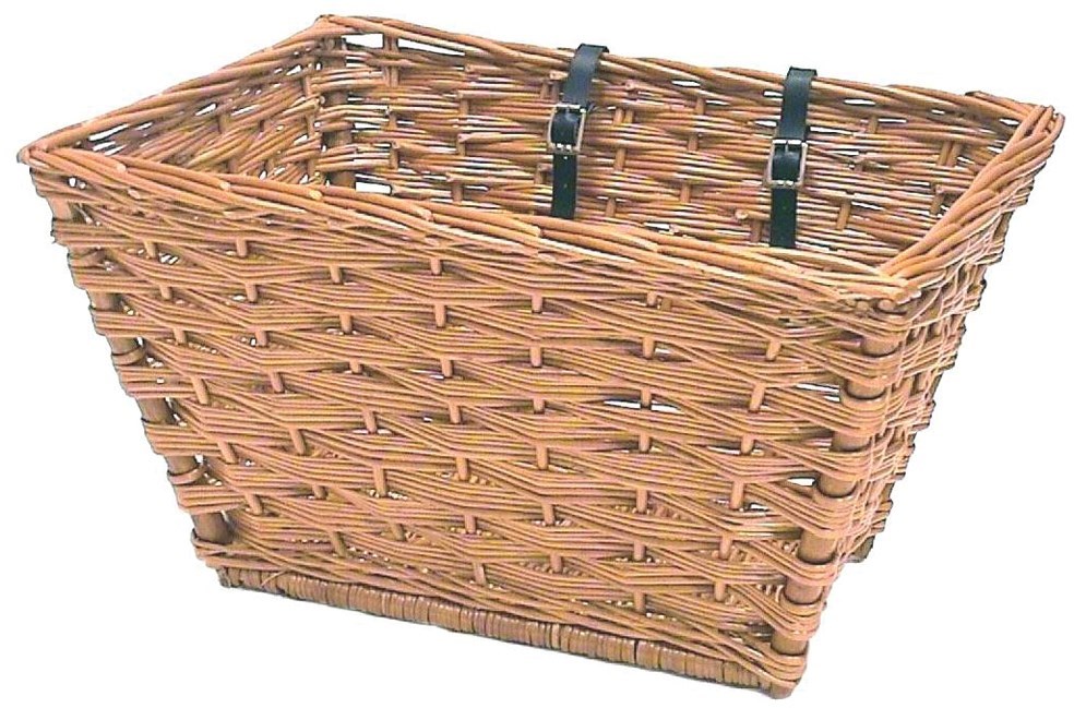 Basil Wicker Jumbo Front Basket and Leather Straps product image