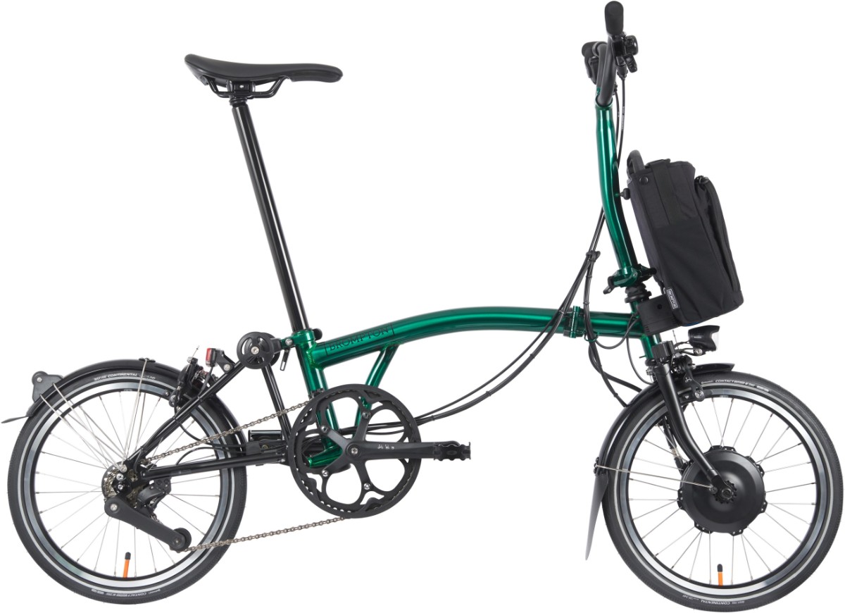 Brompton Electric P Line Urban - Mid Handlebar - Emerald Lacquer 2023 - Electric Folding Bike product image