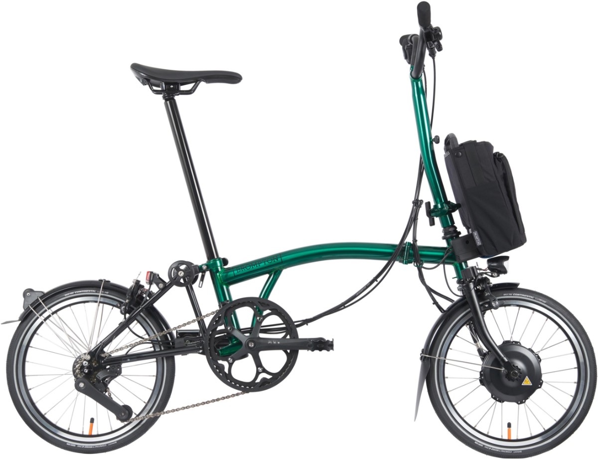 Brompton Electric P Line Urban - High Handlebar - Emerald Lacquer 2023 - Electric Folding Bike product image