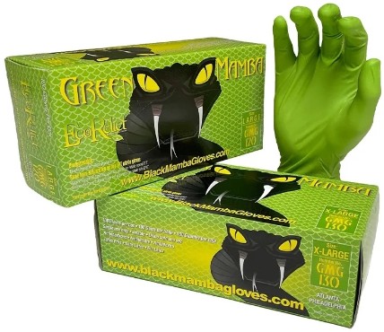 Black Mamba Green Nitrile Biodegradable Workshop Gloves - Box of 100