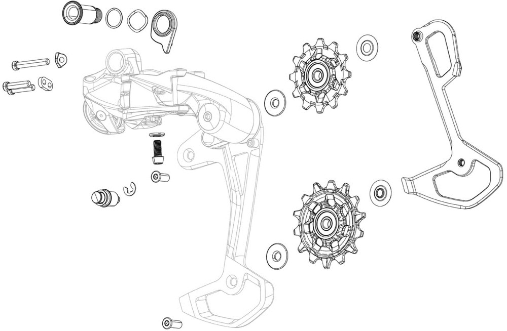 Red AXS XPLR Rear Derailleur Carbon Inner Cage image 0