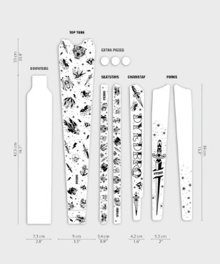 Dyedbro Gravel Bike Frame Protection Kit - Old School Tattoo