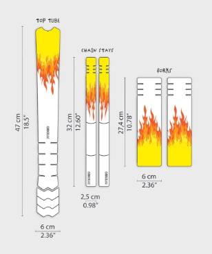 Dyedbro Kids Bike Frame Protection Kit - Flames