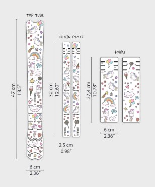 Dyedbro Kids Bike Frame Protection Kit - Unicorn