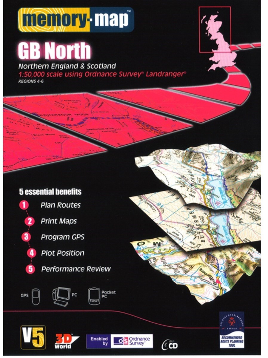 Memory Map OS Landranger 1:50k Standard Edition Great Britain - North V5 - CD product image