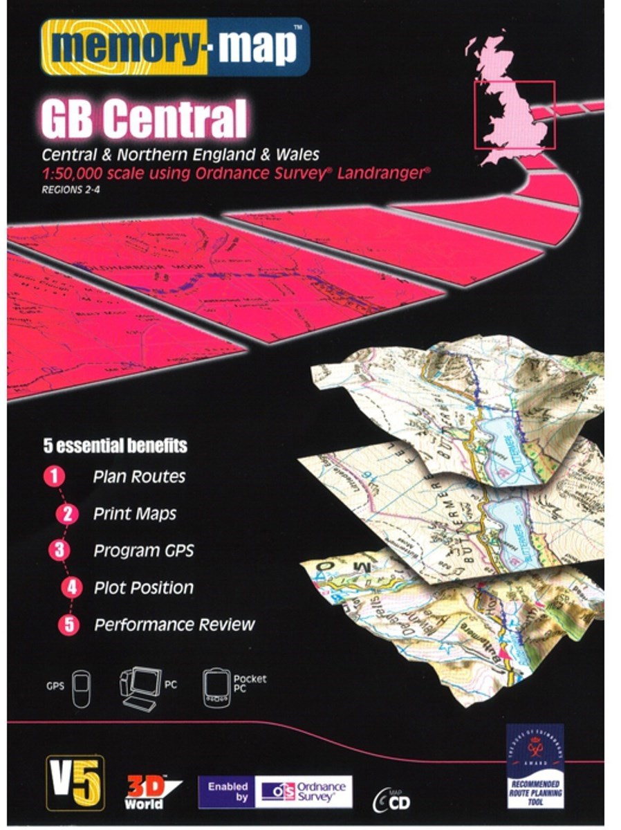 Memory Map OS Landranger 1:50k Standard Edition Great Britain - Central V5 - CD product image