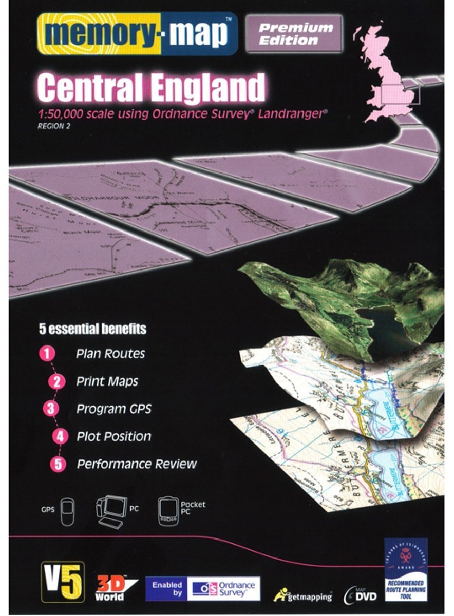 Memory Map OS Landranger 1:50k Premium Edition Central England V5 - CD product image