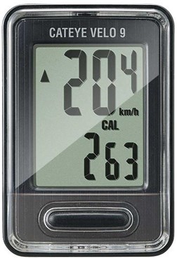 Image of Cateye Velo 9 Cycle Computer - Black / Speed