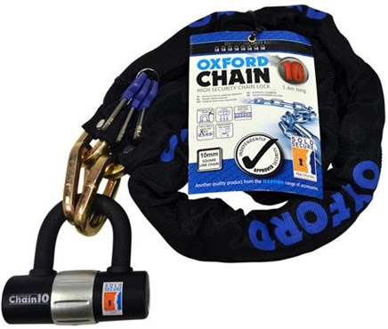 Oxford Chain10 Sold Secure Pedal Cycle Gold Chain Lock With Padlock