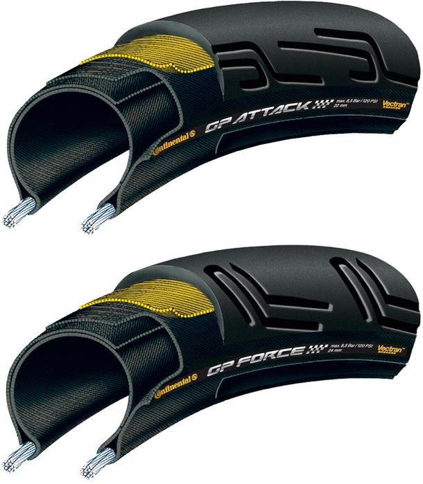 Continental Grand Prix Attack and Force II Set - Front and Rear Black Chili Tyres product image
