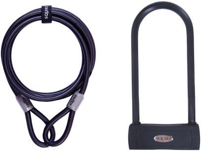 Squire Hammerhead Shackle Lock and 10c Extender Cable Value Pack - Sold Secure Gold