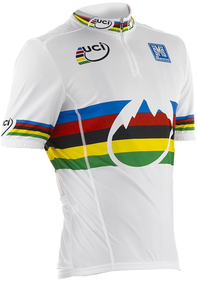 Santini UCI World MTB Champion Short Sleeve Rainbow Jersey 14cm Zip product image