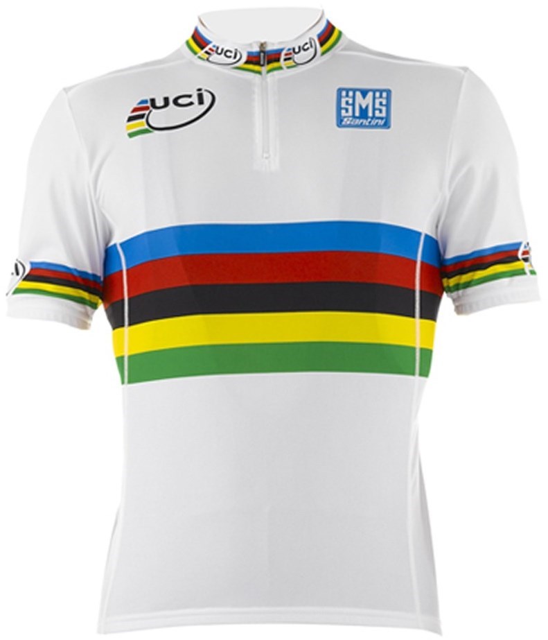 Santini UCI World Road Champion Short Sleeve Rainbow Jersey 14cm Zip product image