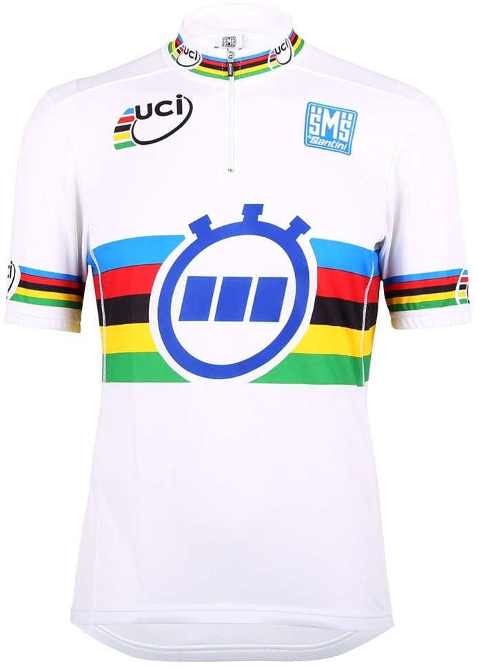 Santini UCI World Time Trial Champion Short Sleeve Rainbow Jersey 14cm Zip product image